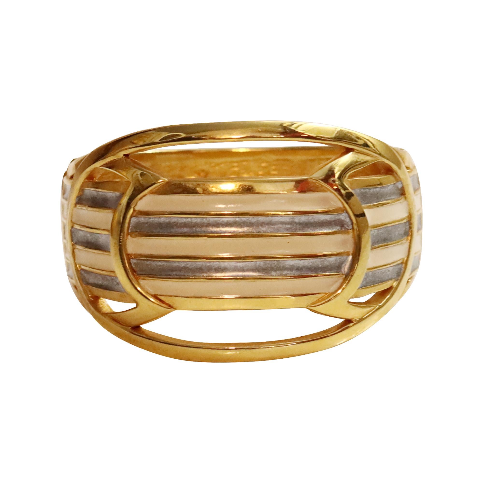 Castlecliff Gold  Bracelet manchette crème et gris Circa 1980 en vente 1