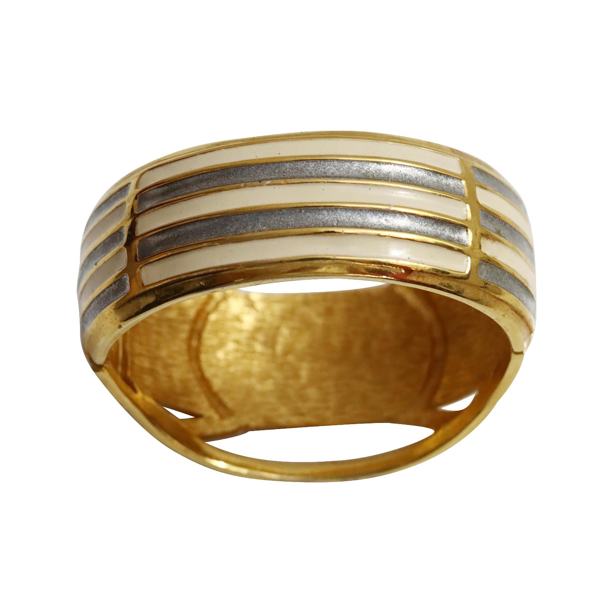 Castlecliff Gold  Bracelet manchette crème et gris Circa 1980 en vente 2