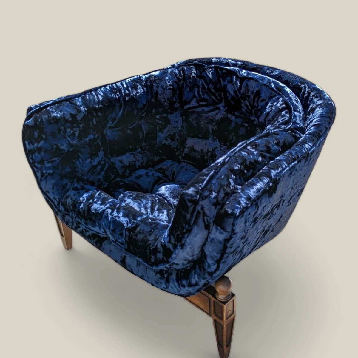 Vintage Castro Convertibles Blue Velvet Armchairs Mid Century Accent chairs For Sale 4