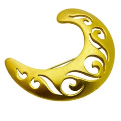 Vintage CASUAL CORNER moon matte gold tone designer brooch