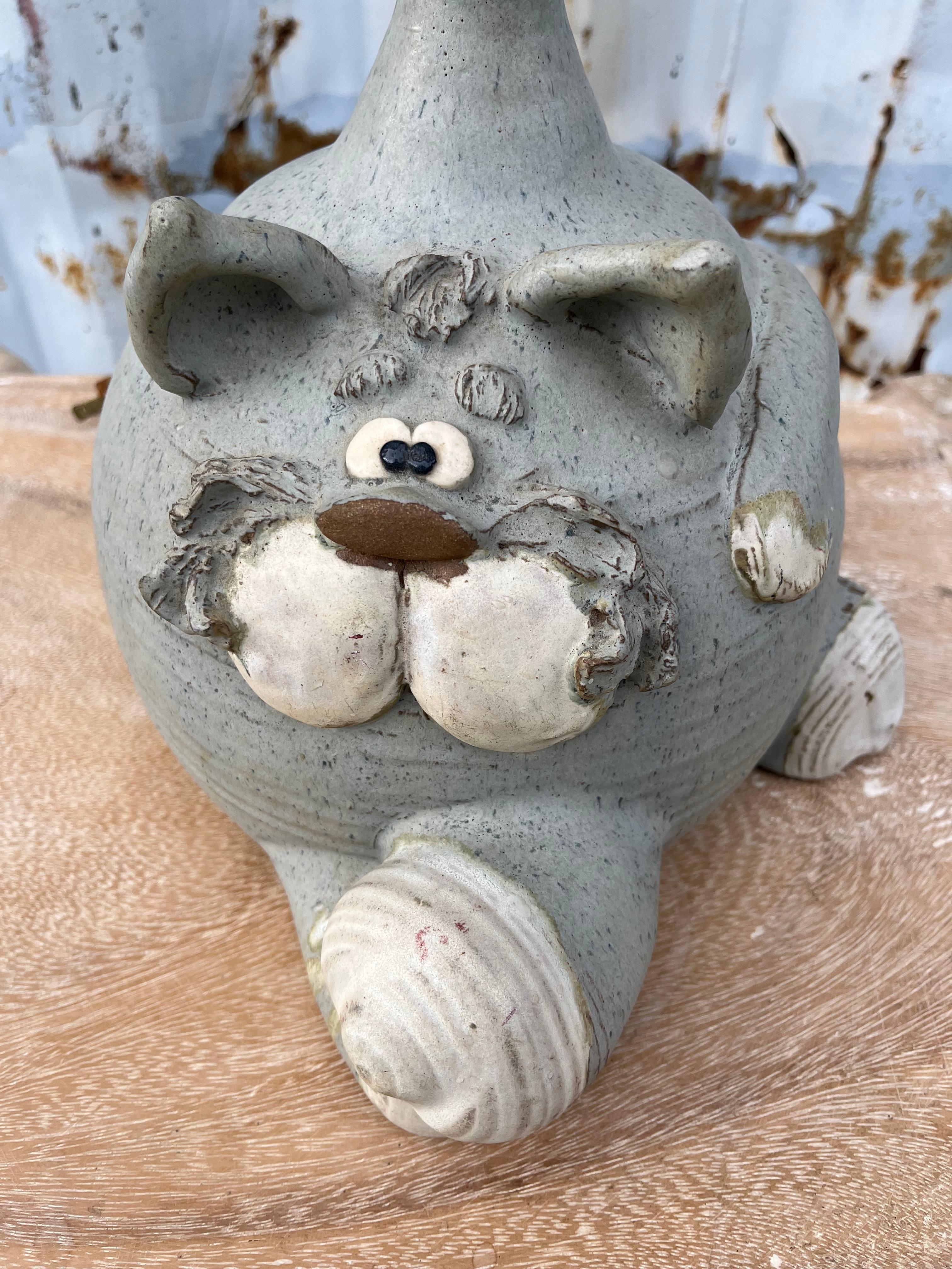 Vintage Cat Ceramic Table Lamp by Fogarty Pottery Studio. Circa 1970s For Sale 5