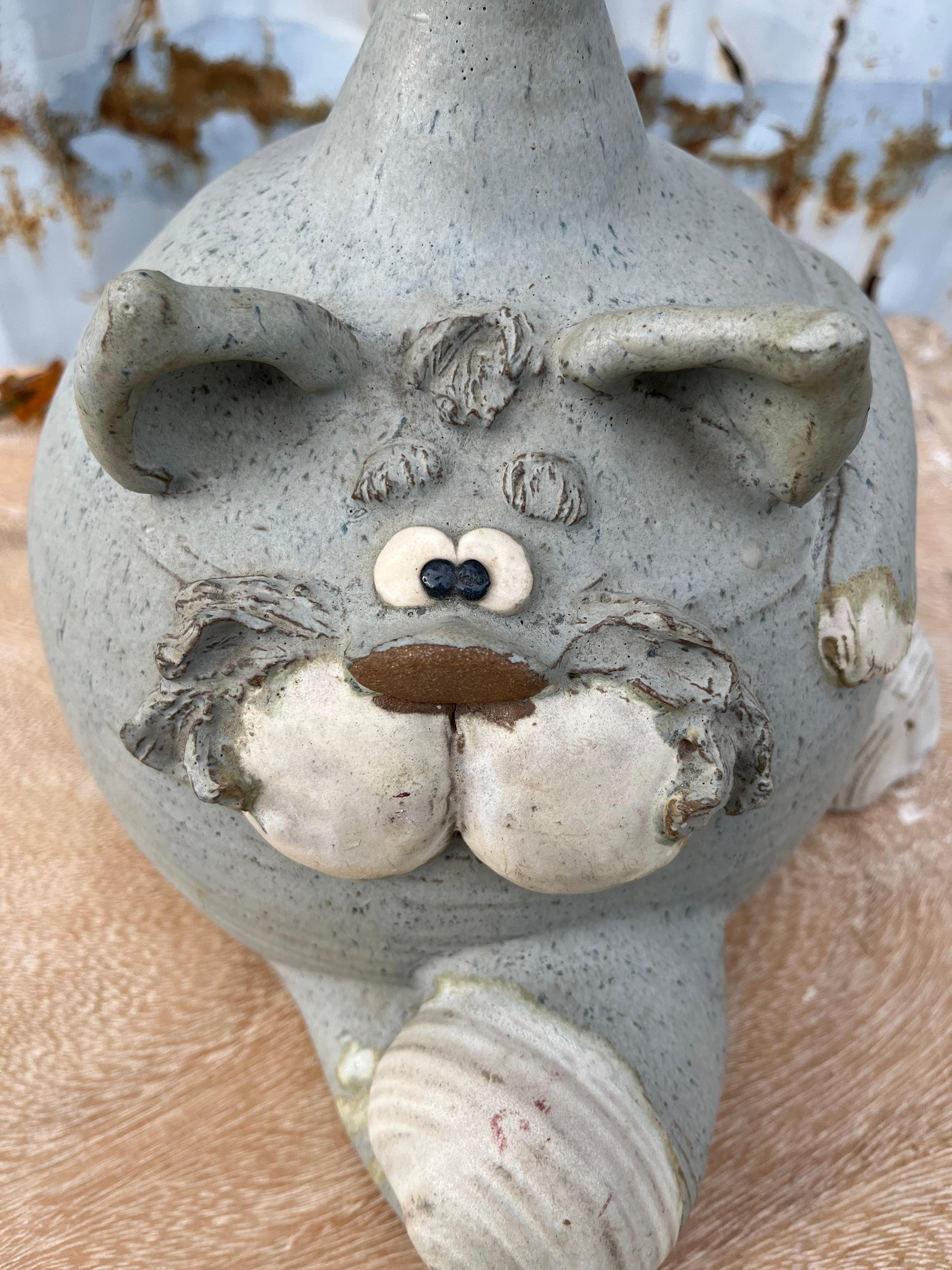 Vintage Cat Ceramic Table Lamp by Fogarty Pottery Studio. Circa 1970s For Sale 8