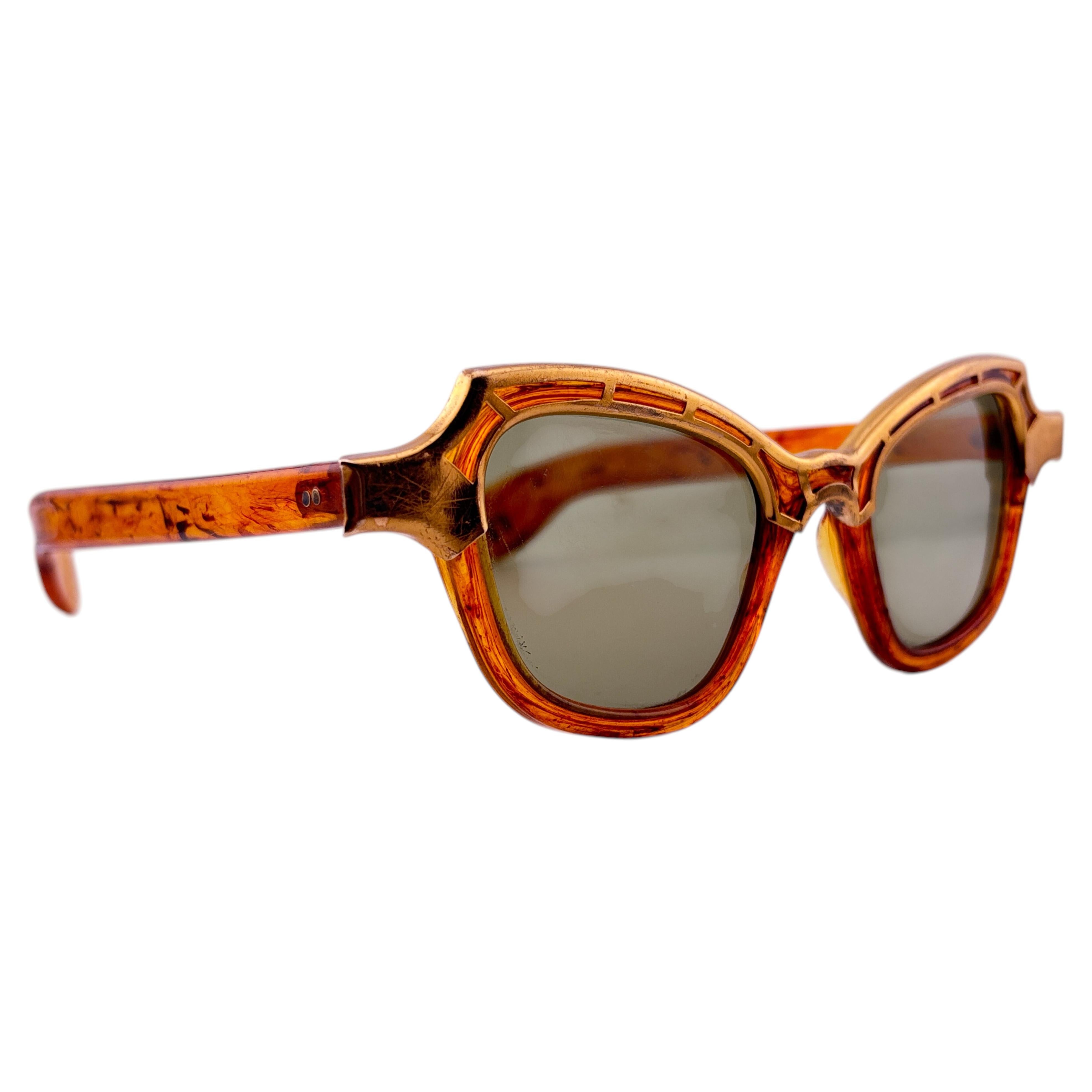 Occhiali da sole vintage Cat Eye 1960's Stained Glass Handmade in Usa