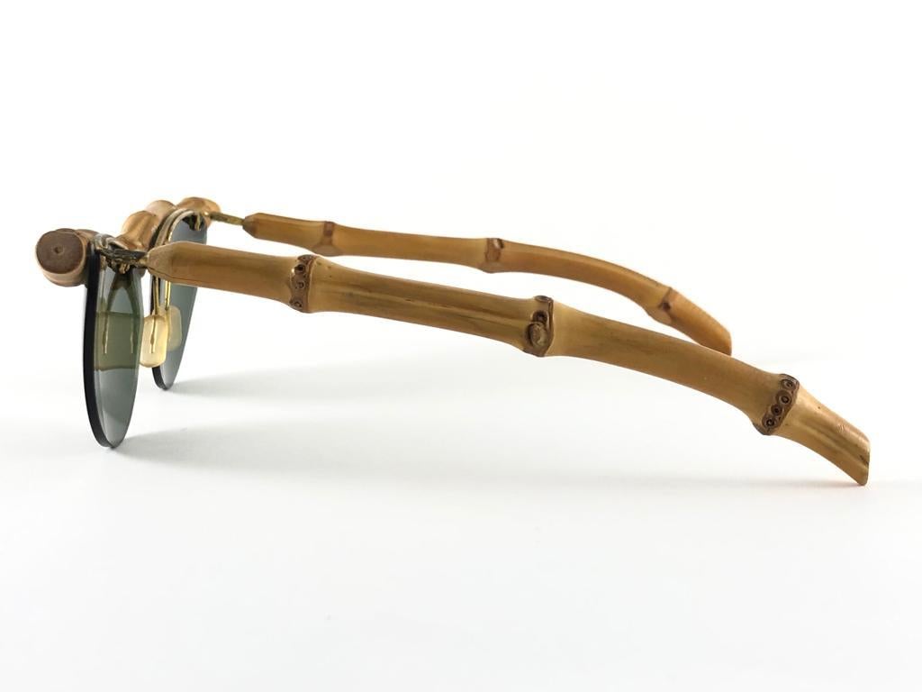Vintage Cat Eye Bamboo Wood Mid Century Sunglasses 1960's In New Condition In Baleares, Baleares