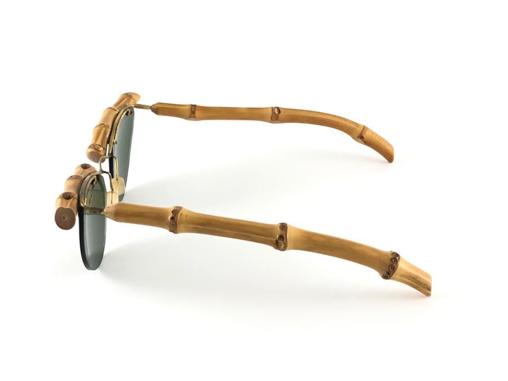 Women's or Men's Vintage Cat Eye Bamboo Wood Mid Century Sunglasses 1960's