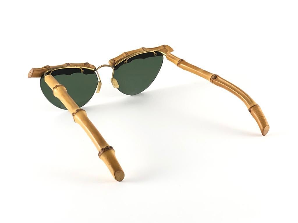Vintage Cat Eye Bamboo Wood Mid Century Sunglasses 1960's 4