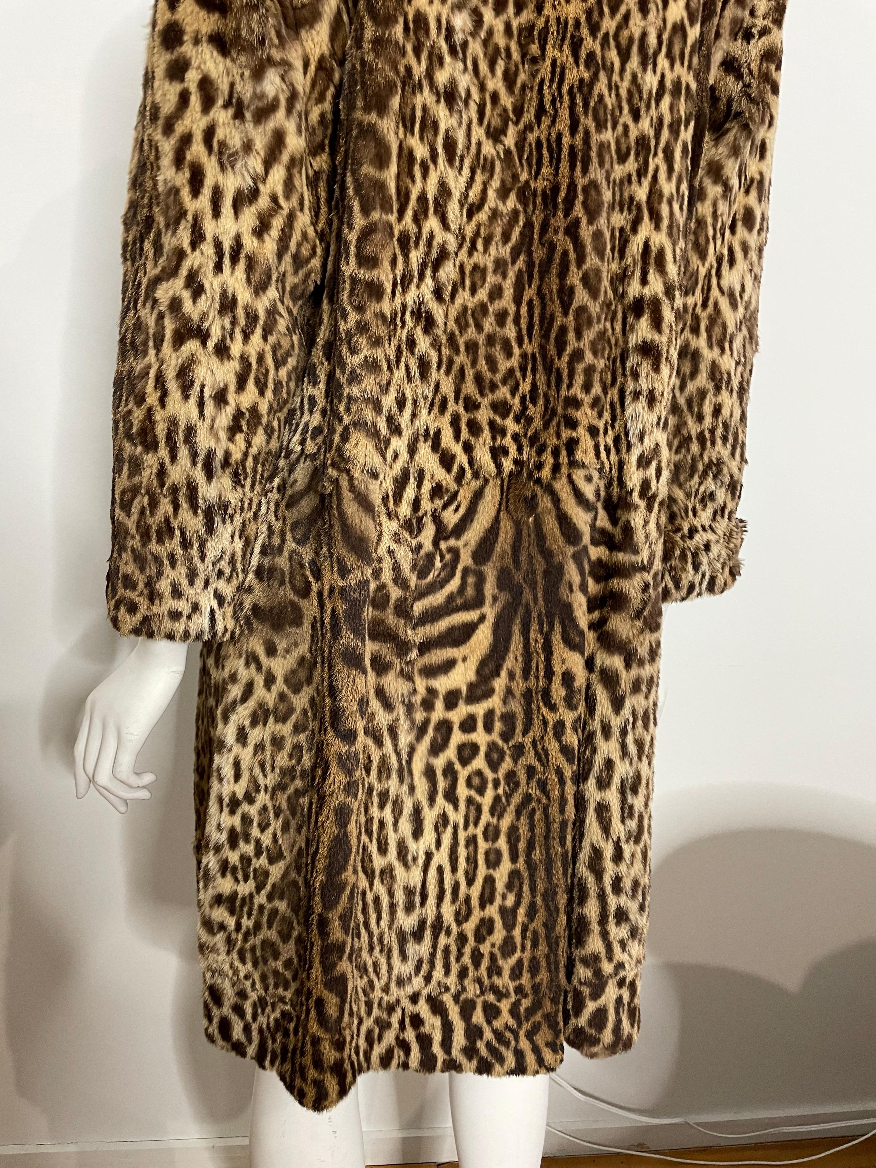 Vintage Cat Print Fur Jacket - Car Coat  For Sale 1