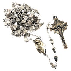 Used Catamore Rosary Crucifix Cross Virgin Mary 27 Inch Necklace Sterling Sil