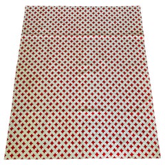 Vintage Cathedral Window Quilt in Brilliant Red and White - Handcrafted