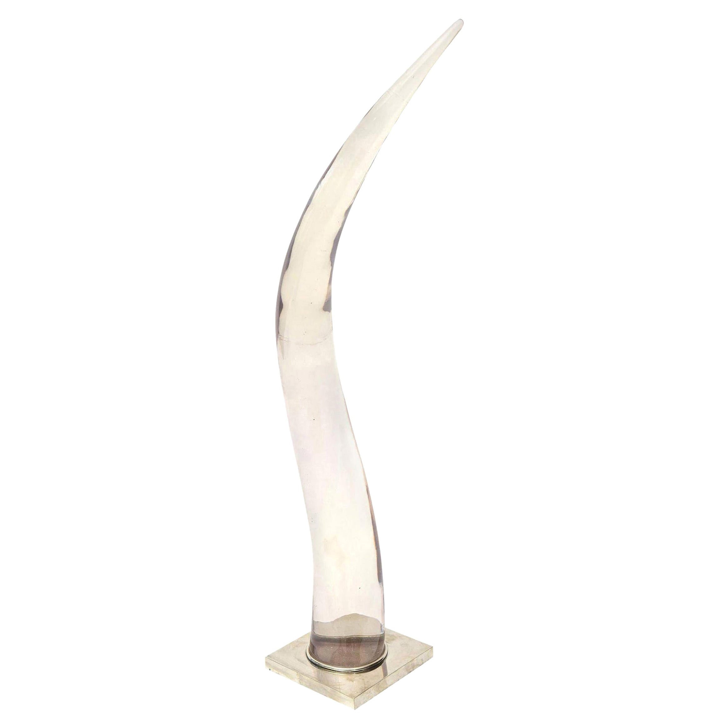 Catherine Noll Arched Sculpture In Lucite And Silver-Plate, France, 1970's