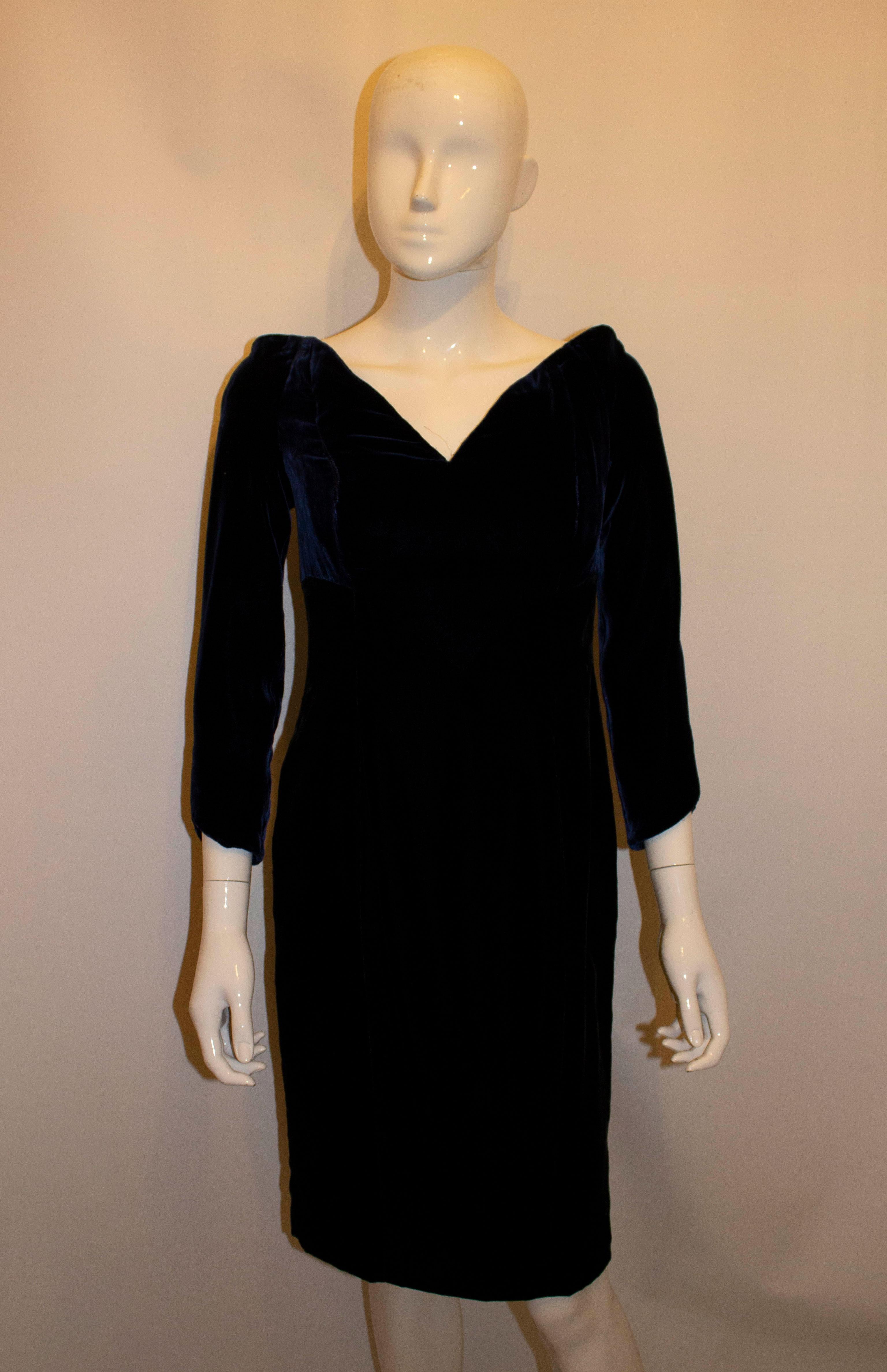 Black Vintage Catherine Walker for the Chelsea Design Company Velvet Cocktail Dress For Sale