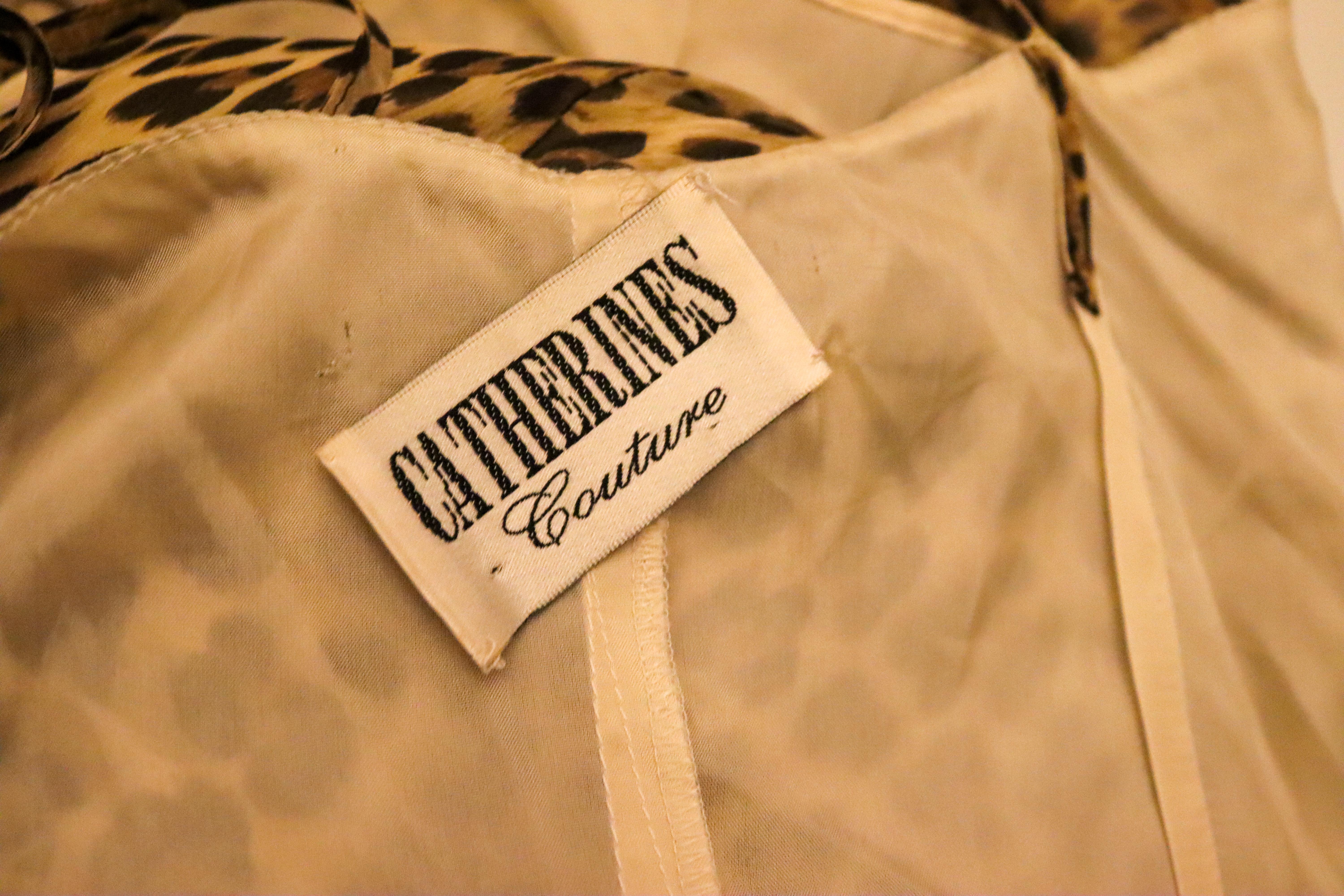Vintage Catherines Couture Leopard Print Silk Dress In Good Condition For Sale In London, GB