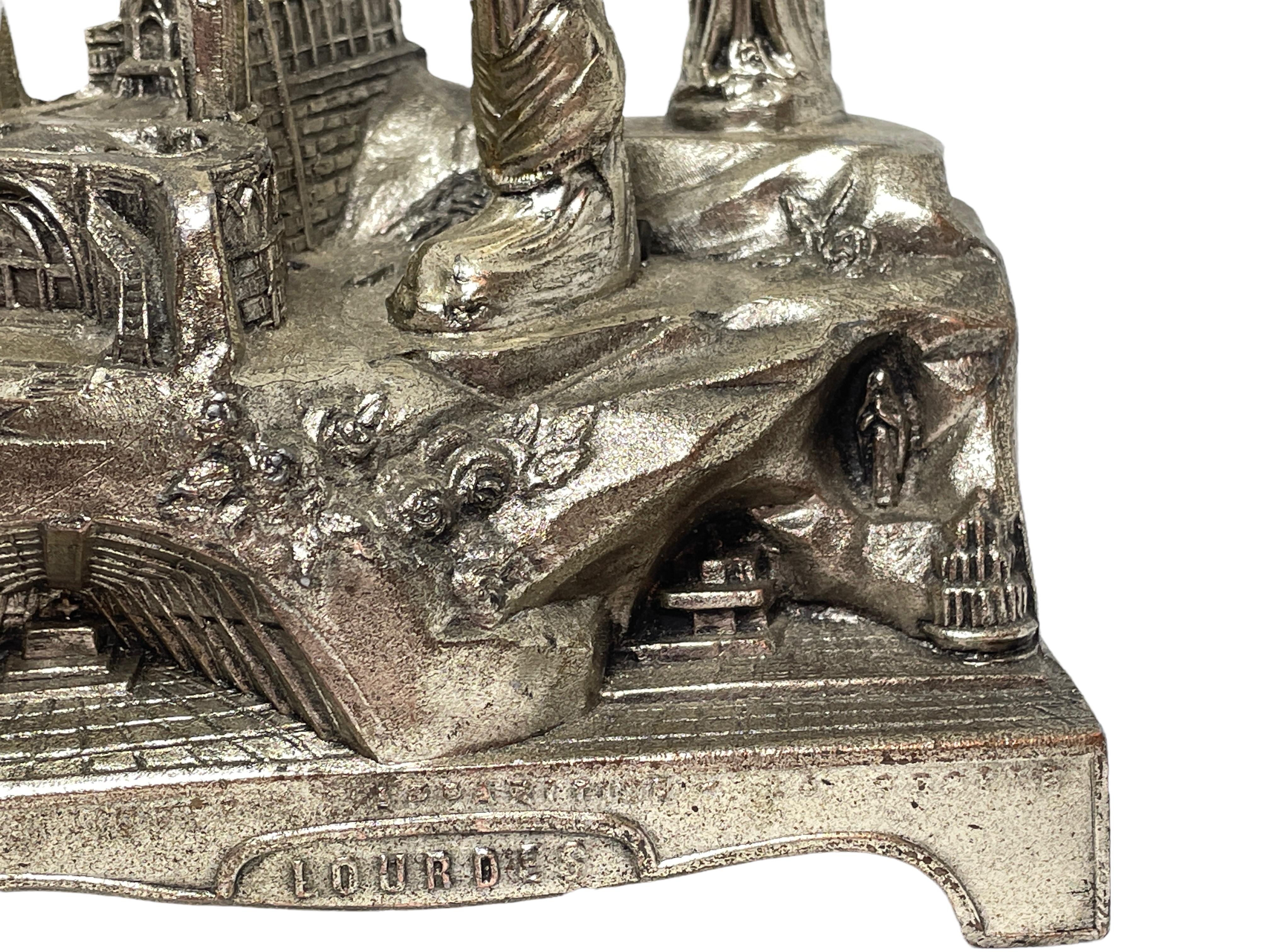 Vintage Catholic Lourdes Souvenir Building with Music Box, France 1920s For Sale 1