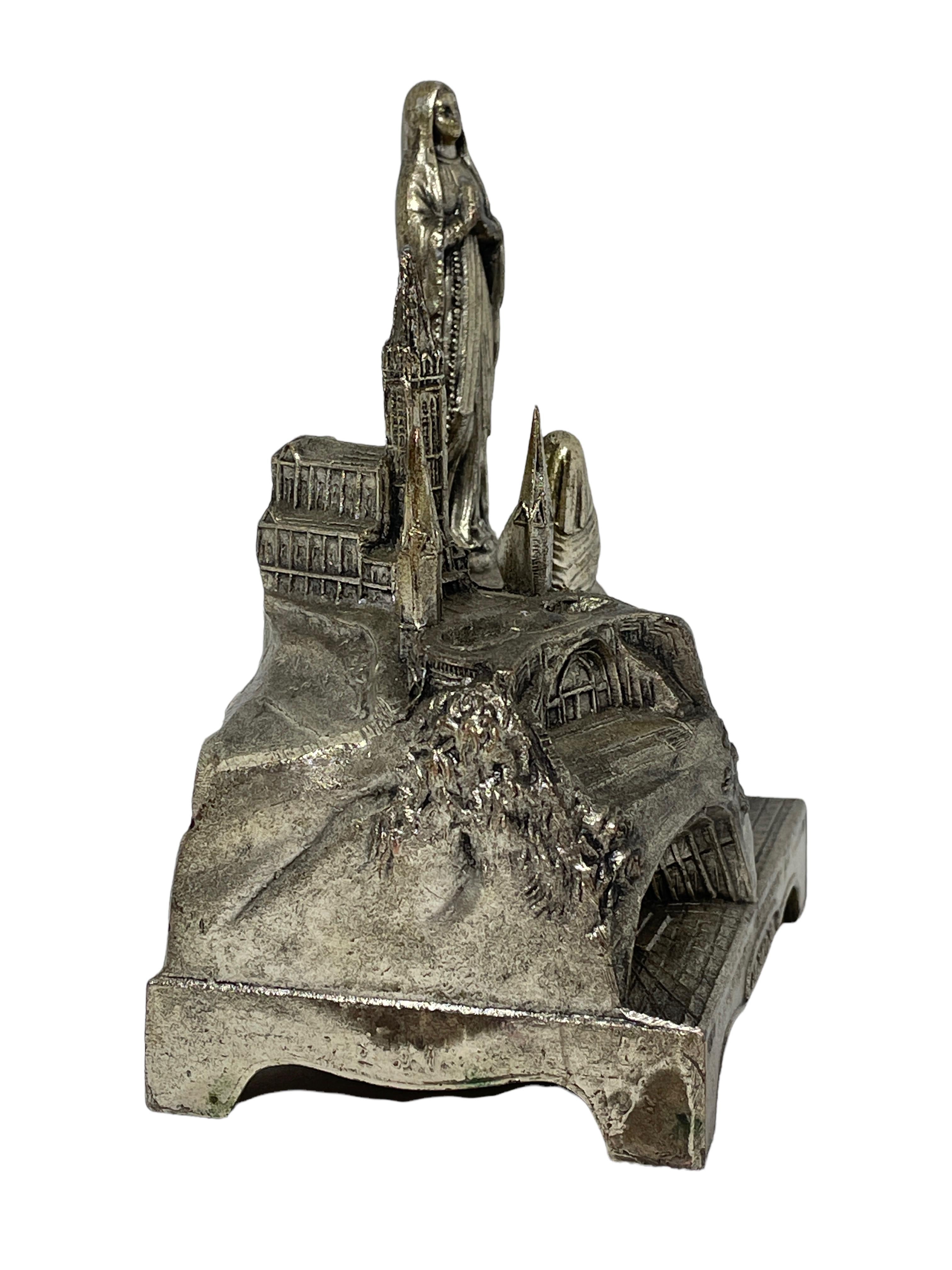 Early 20th Century Vintage Catholic Lourdes Souvenir Building with Music Box, France 1920s For Sale