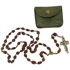 Vintage Catholic Reliquary Box Crucifix Pendant w. Relics of Saints Holy Rosary