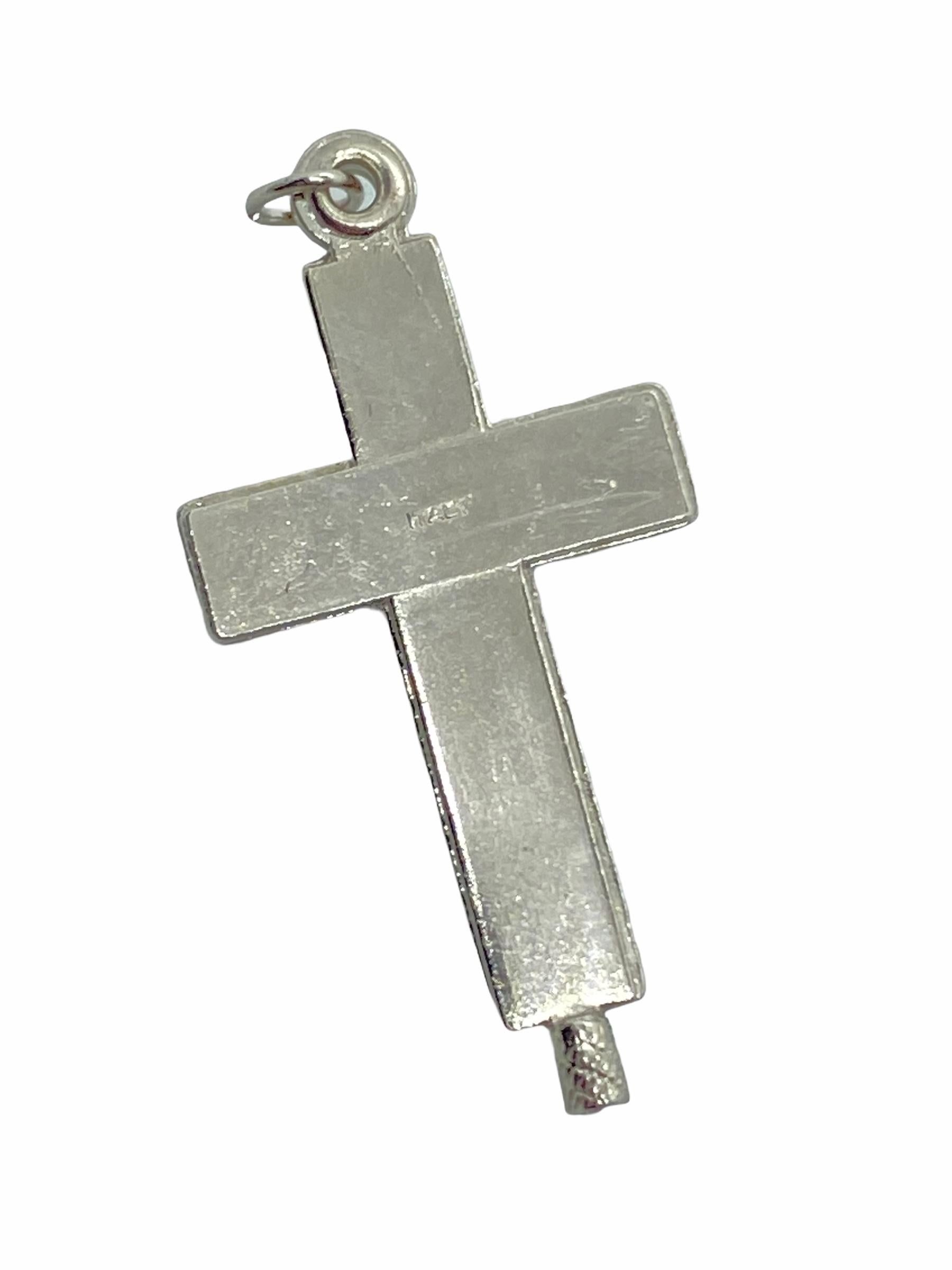 Italian Vintage Catholic Reliquary Box Crucifix Pendant with Relics of Saint Don Bosco