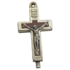 Vintage Catholic Reliquary Box Crucifix Pendant with Relics of Saint Pater Pio