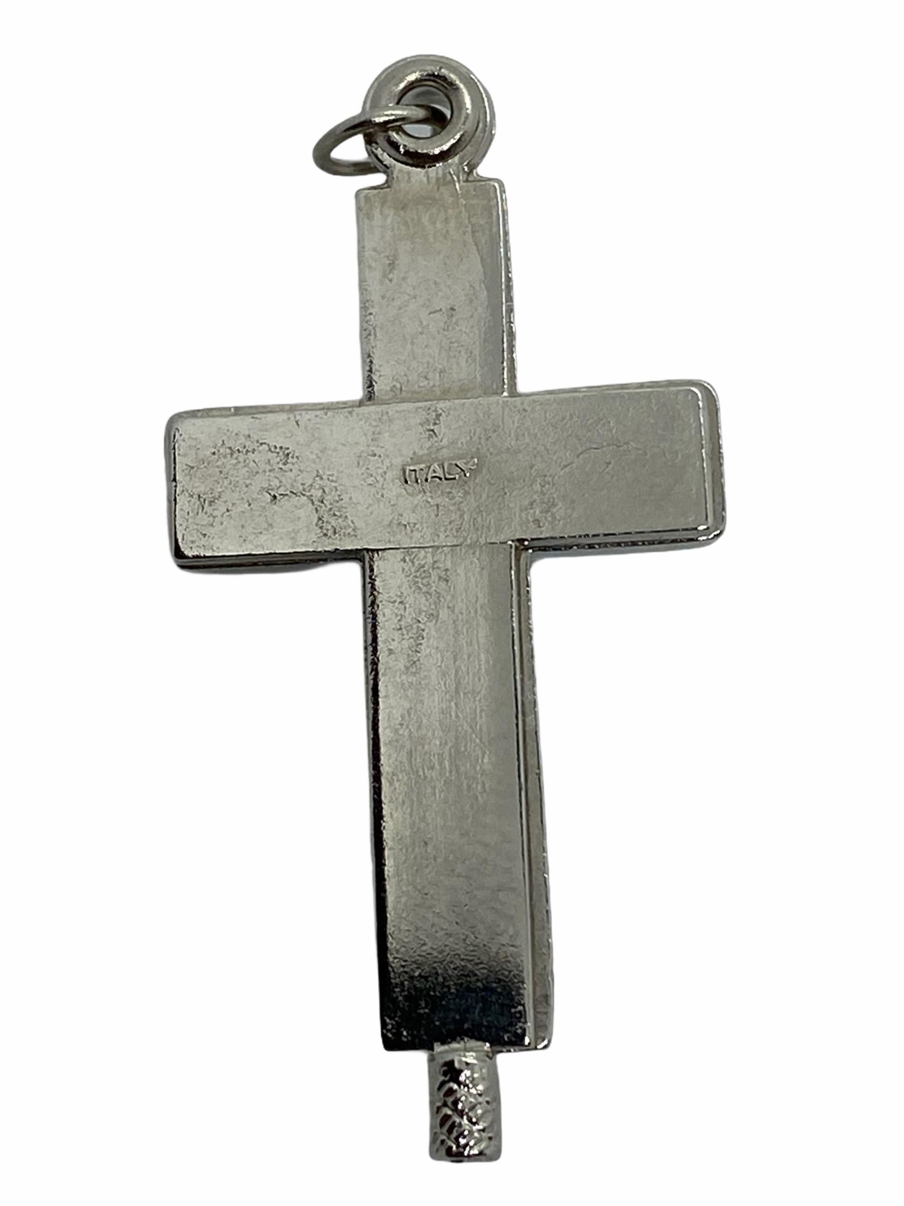 Italian Vintage Catholic Reliquary Box Crucifix Pendant with Relics of Saint Paul