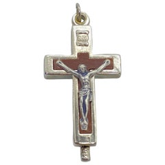 Vieille Boite Reliquaire Catholique Pendentif Crucifix avec Reliques de Saint Paul