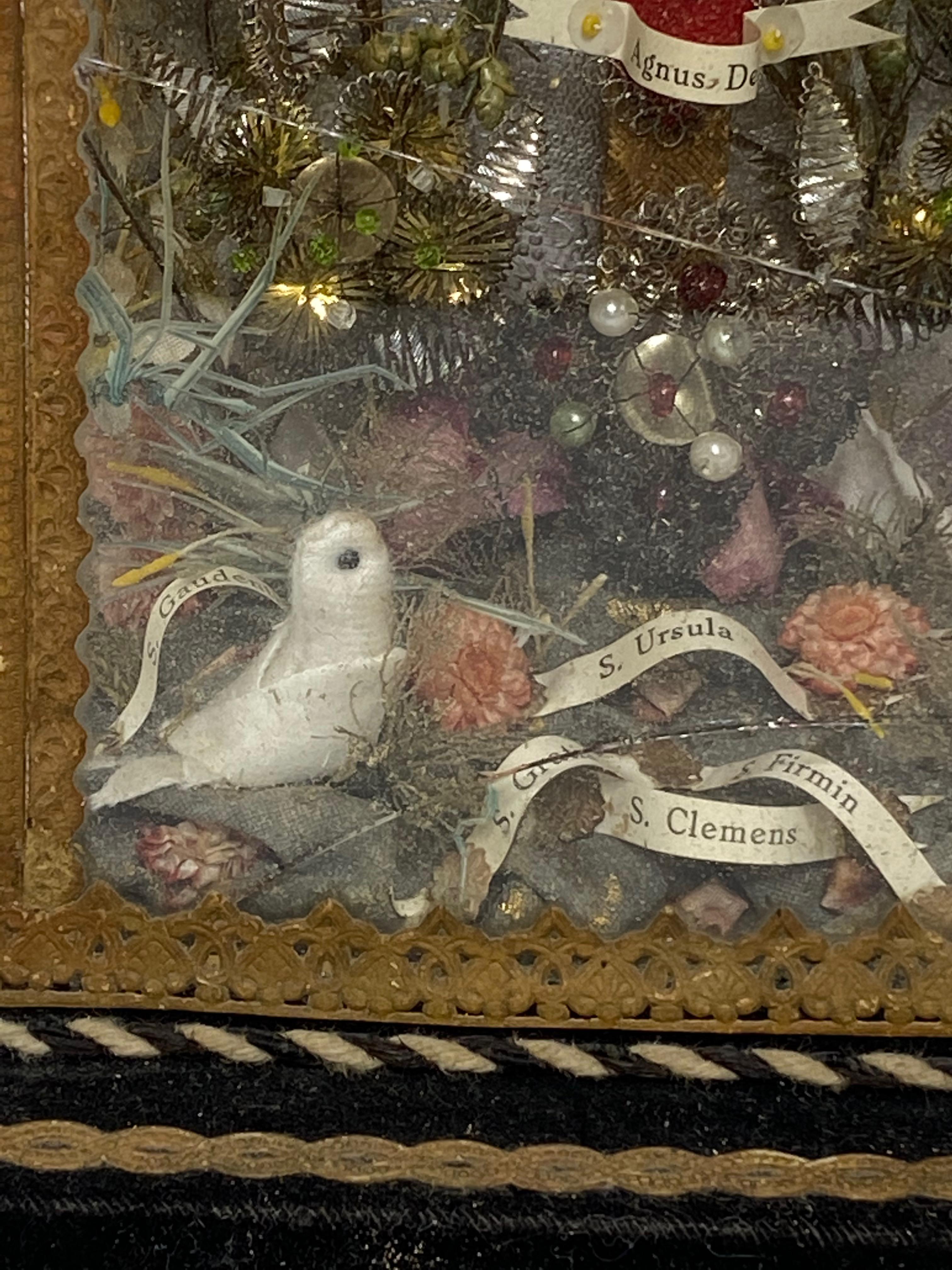 Vintage Catholic Reliquary Box Monastery Work with Relics of Different