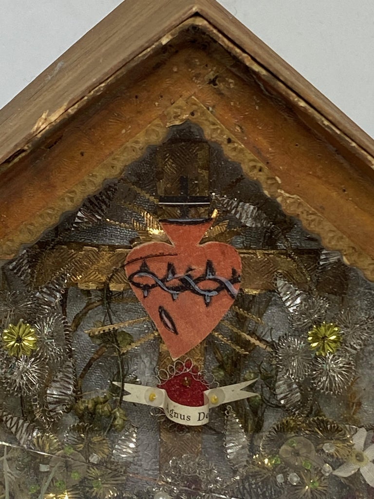 Vintage Catholic Reliquary Box Monastery Work with Relics of Different