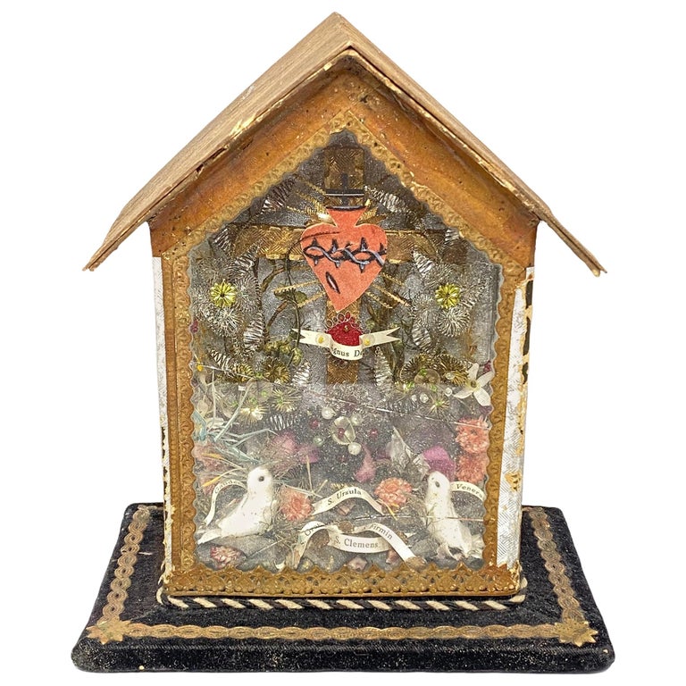 Vintage Catholic Reliquary Box Monastery Work with Relics of Different