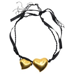 Vintage Cathy Hardwick Mika SA fine Bone China Double Heart Necklace