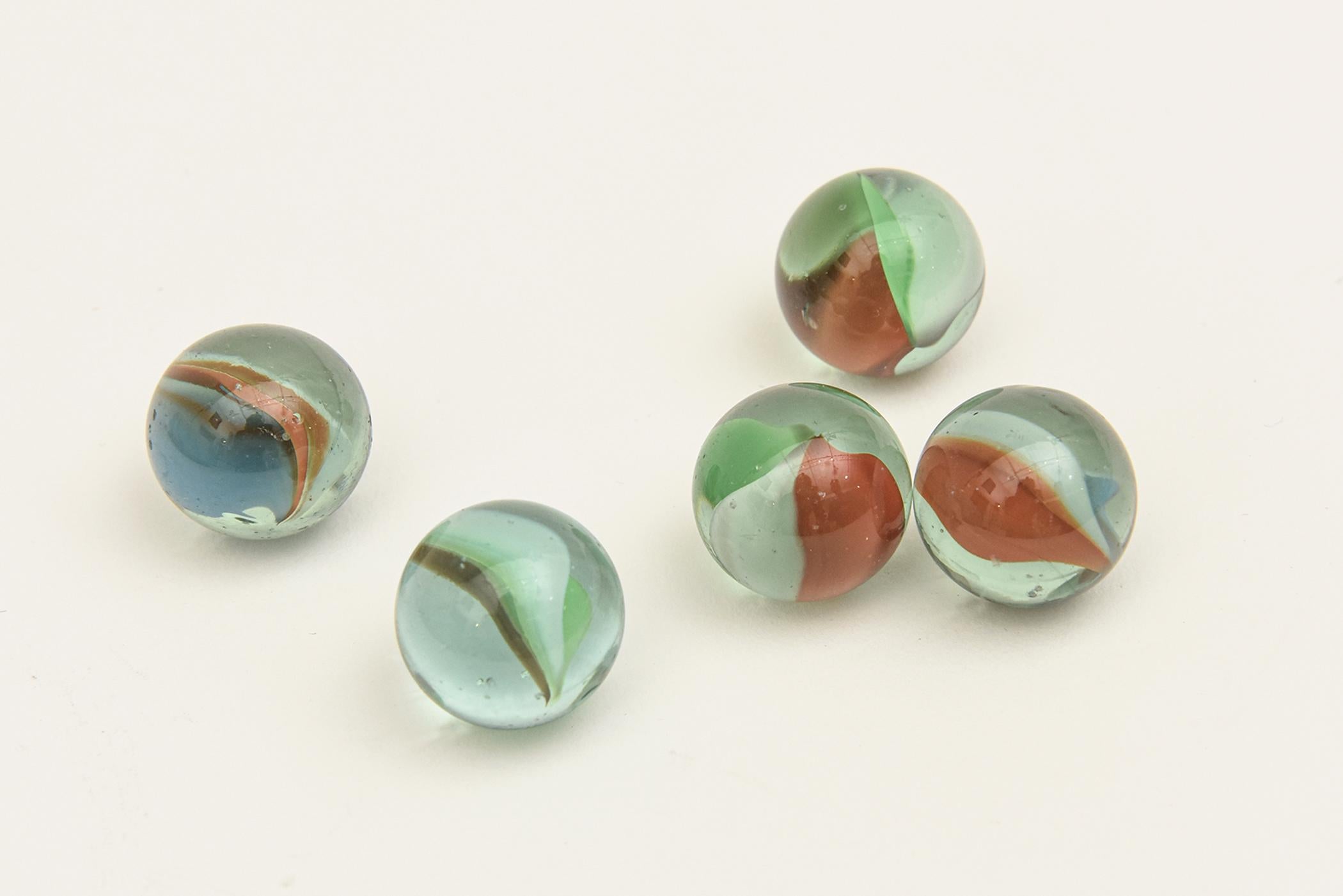 American  Cats Eye Glass Marbles Collection of 234 Mid Century Modern