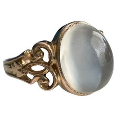 Vintage Katzenauge Mondstein 14K Gold Ring