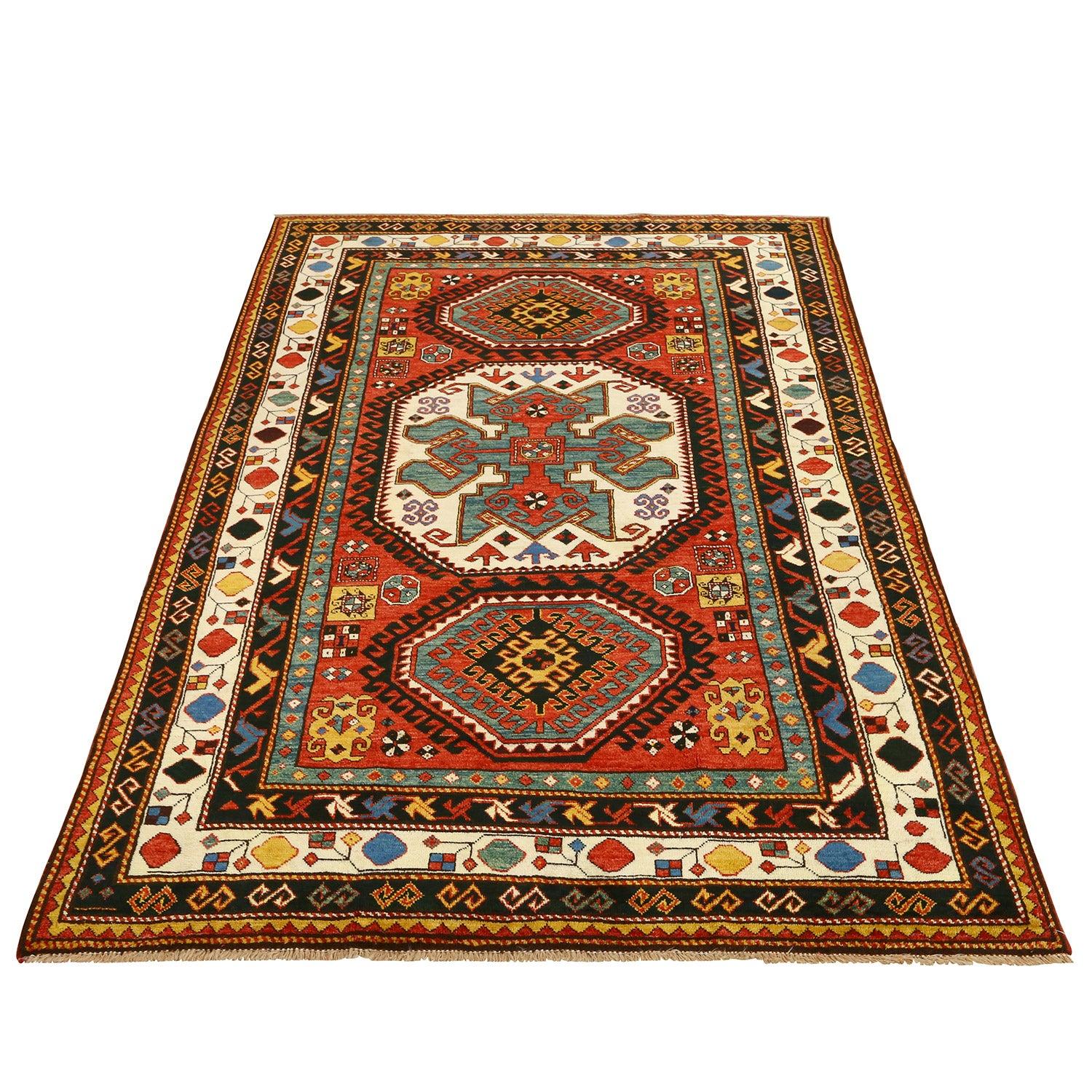 Azerbaijani Vintage Caucasia Rug - Size: 8'5x5'7 For Sale