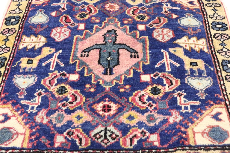 Tribal Vintage Caucasian Azerbaijan Nomadic Double Saddle Bag, Tapestry Wall Hanging For Sale