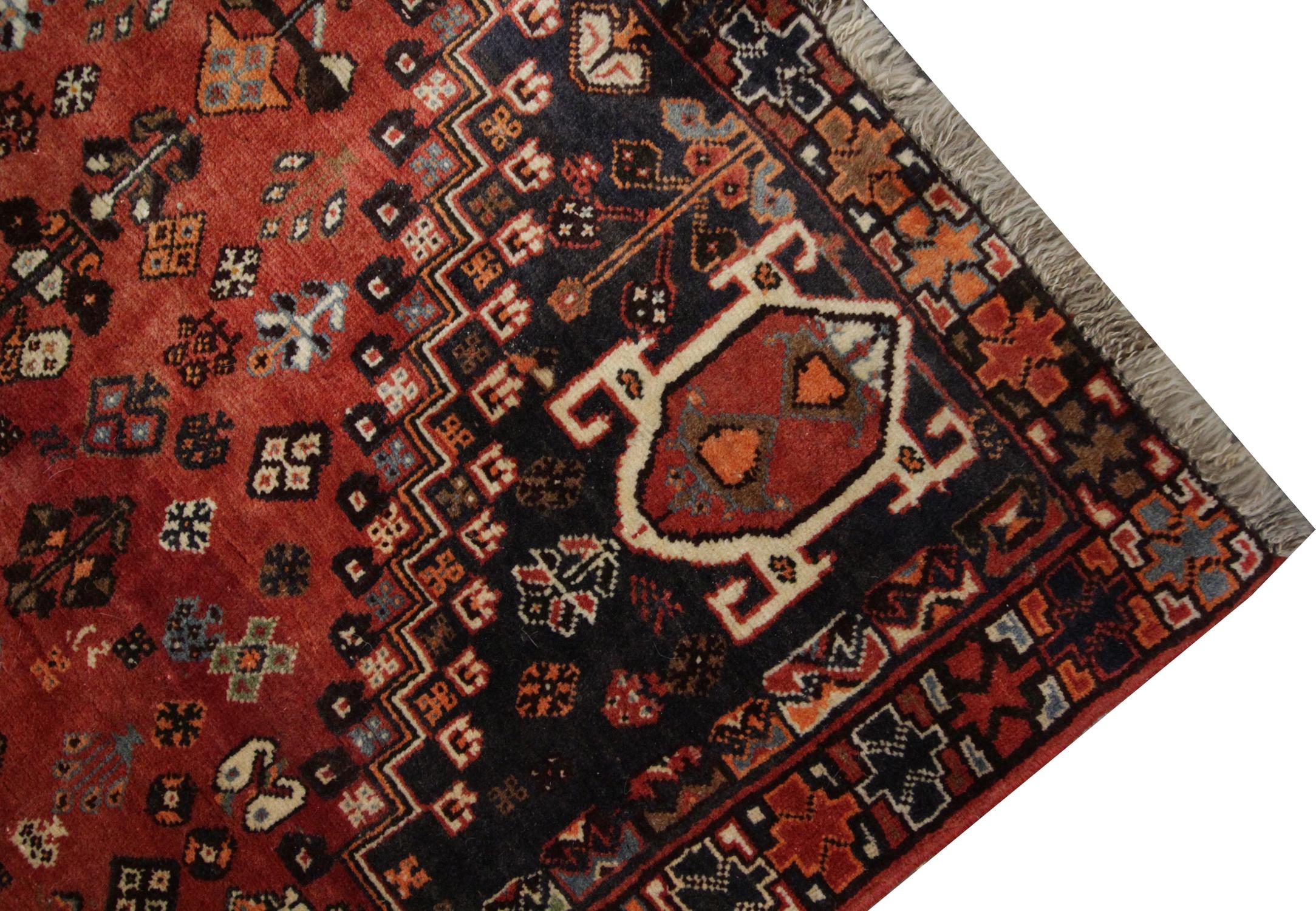 Azerbaijani Vintage Caucasian Azerbaijan Tribal Rug, 1970 Traditional Red Wool Large Rug For Sale