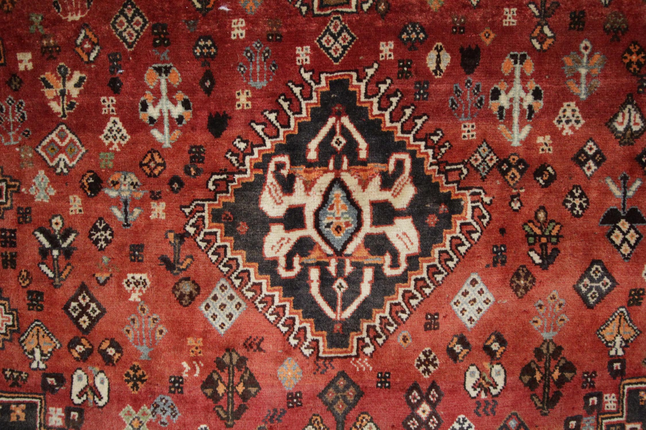 Woven Vintage Caucasian Azerbaijan Tribal Rug, 1970 Traditional Red Wool Large Rug For Sale