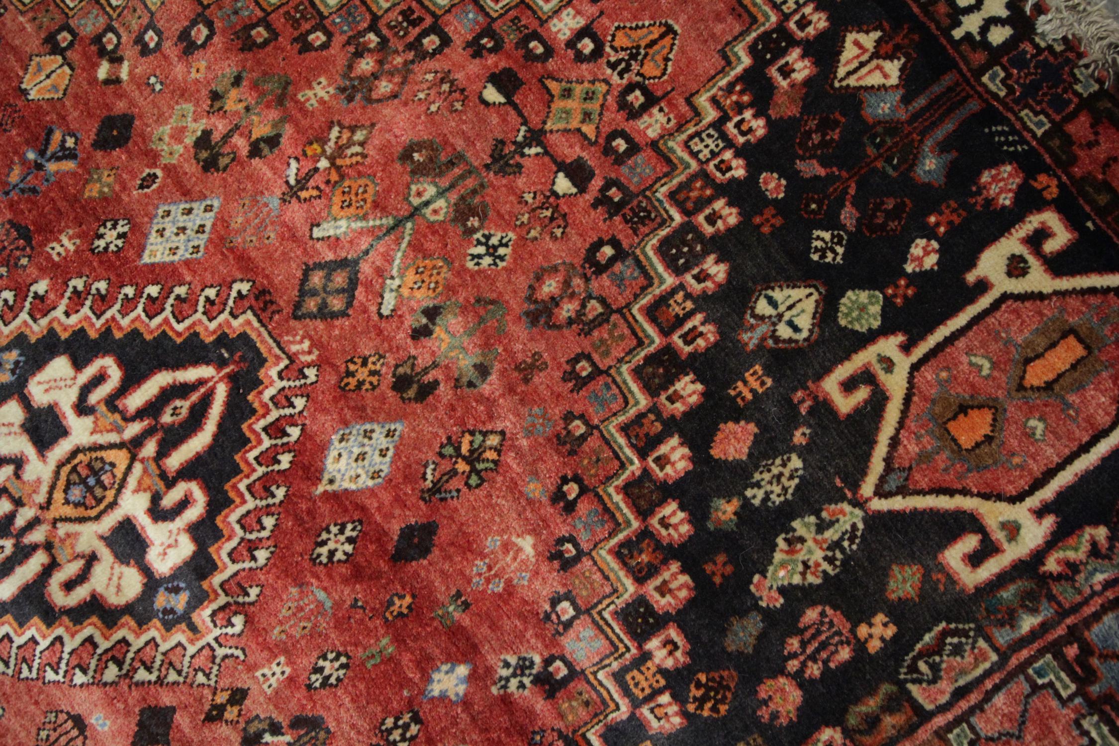 20th Century Vintage Caucasian Azerbaijan Tribal Rug, 1970 Traditional Red Wool Large Rug For Sale