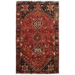 Vintage Caucasian Azerbaijan Tribal Rug, 1970 Traditional Red Wool Large Rug