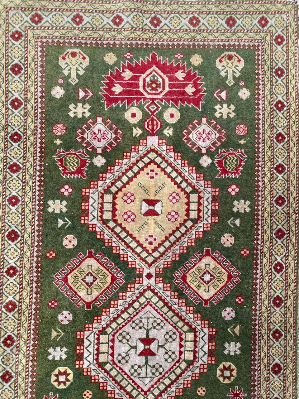 Hand-Knotted Vintage Caucasian Chirwan Runner