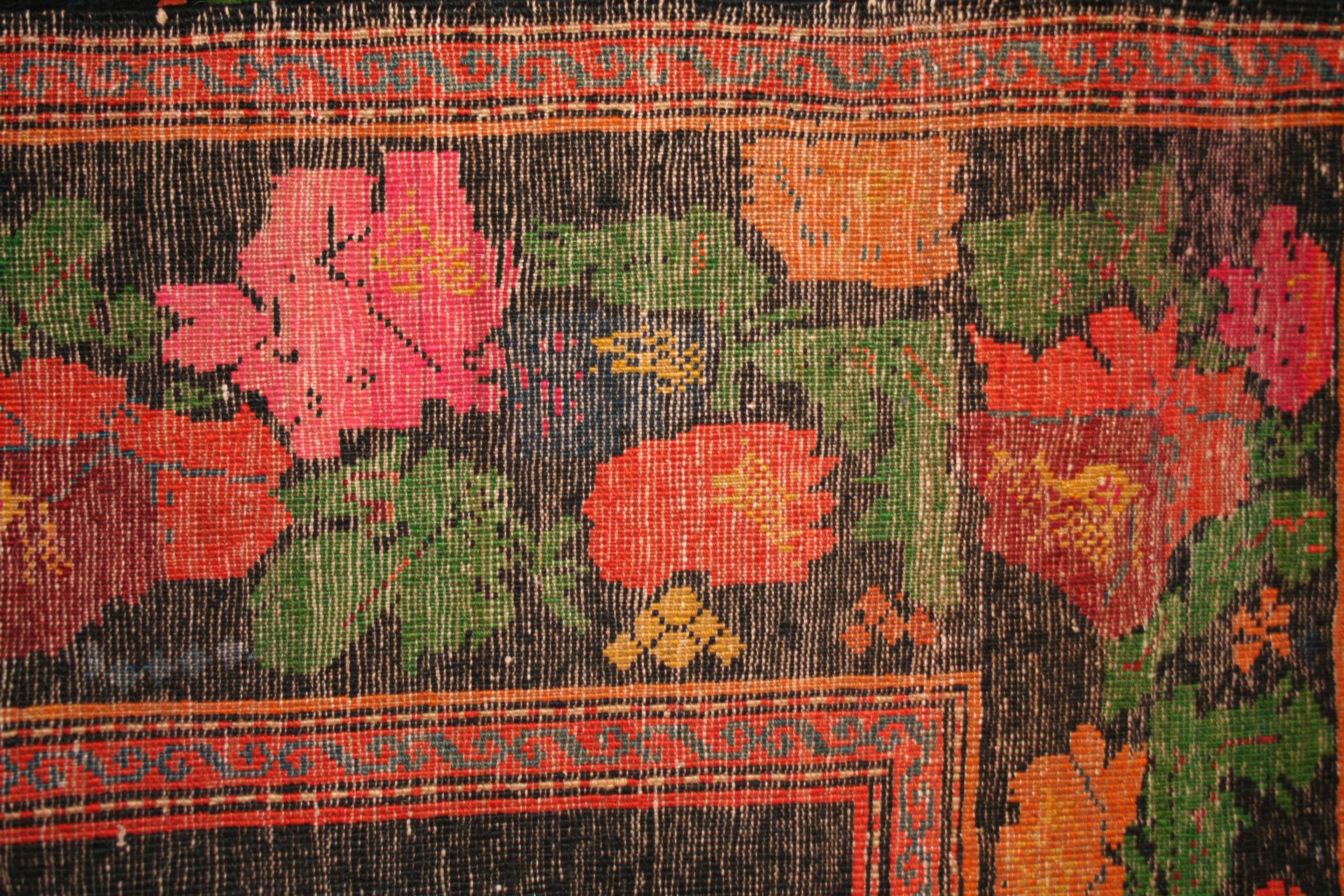 Vintage Caucasian Floral Qarabagh Rug in the St. Petersburg Style For Sale 1