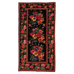 Vintage Caucasian Floral Qarabagh Rug in the St. Petersburg Style