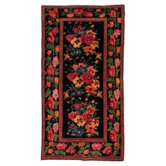 Tapis caucasien vintage Qarabagh à fleurs dans le style de Saint-Pétersbourg