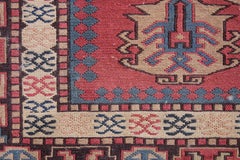 Vintage Caucasian Geometric All-Over Shield Design Sumak Rug