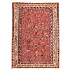 Vintage Caucasian Geometric All-Over Shield Design Sumak Rug