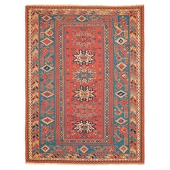 Vintage Caucasian Geometric Design Sumak Rug with Lesghi Stars