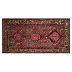 Vintage Caucasian Karabagh Rug, Handwoven with Geometric Medallion Pattern