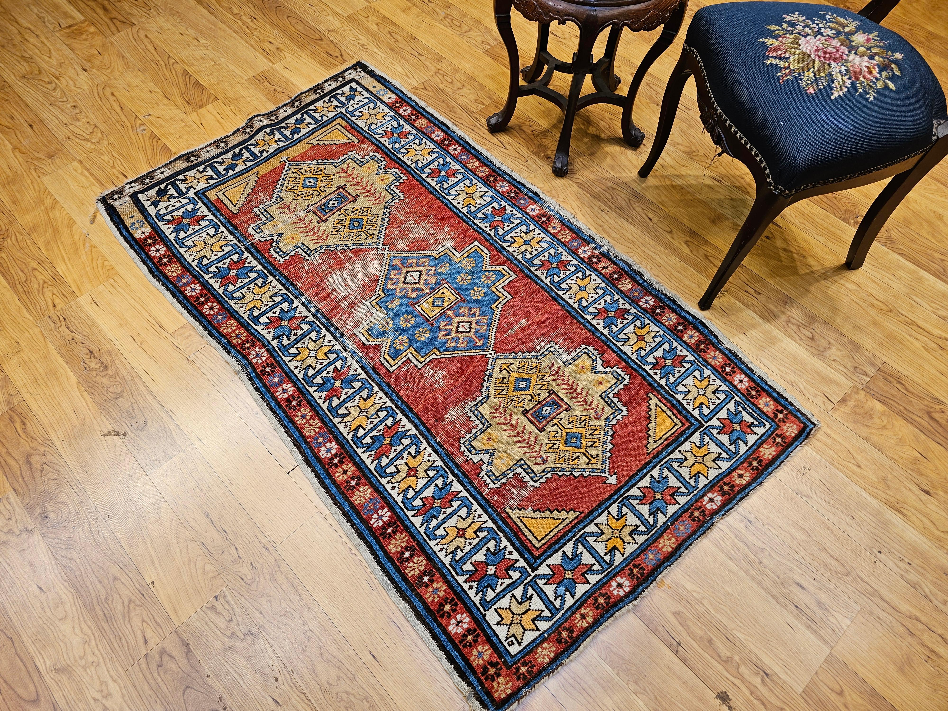 Alfombra caucásica kazaka vintage, principios del siglo XX en venta 5