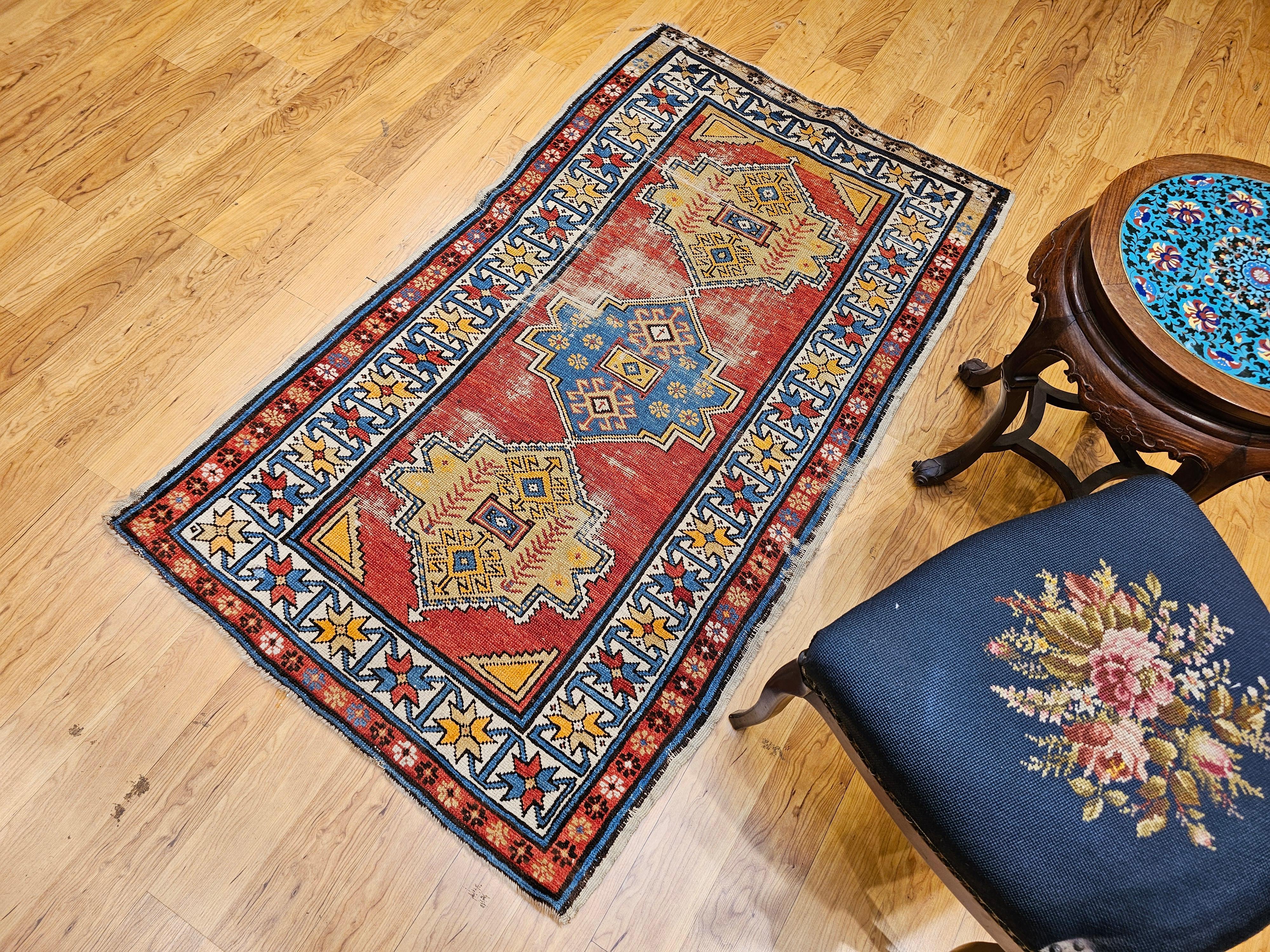 Alfombra caucásica kazaka vintage, principios del siglo XX en venta 7