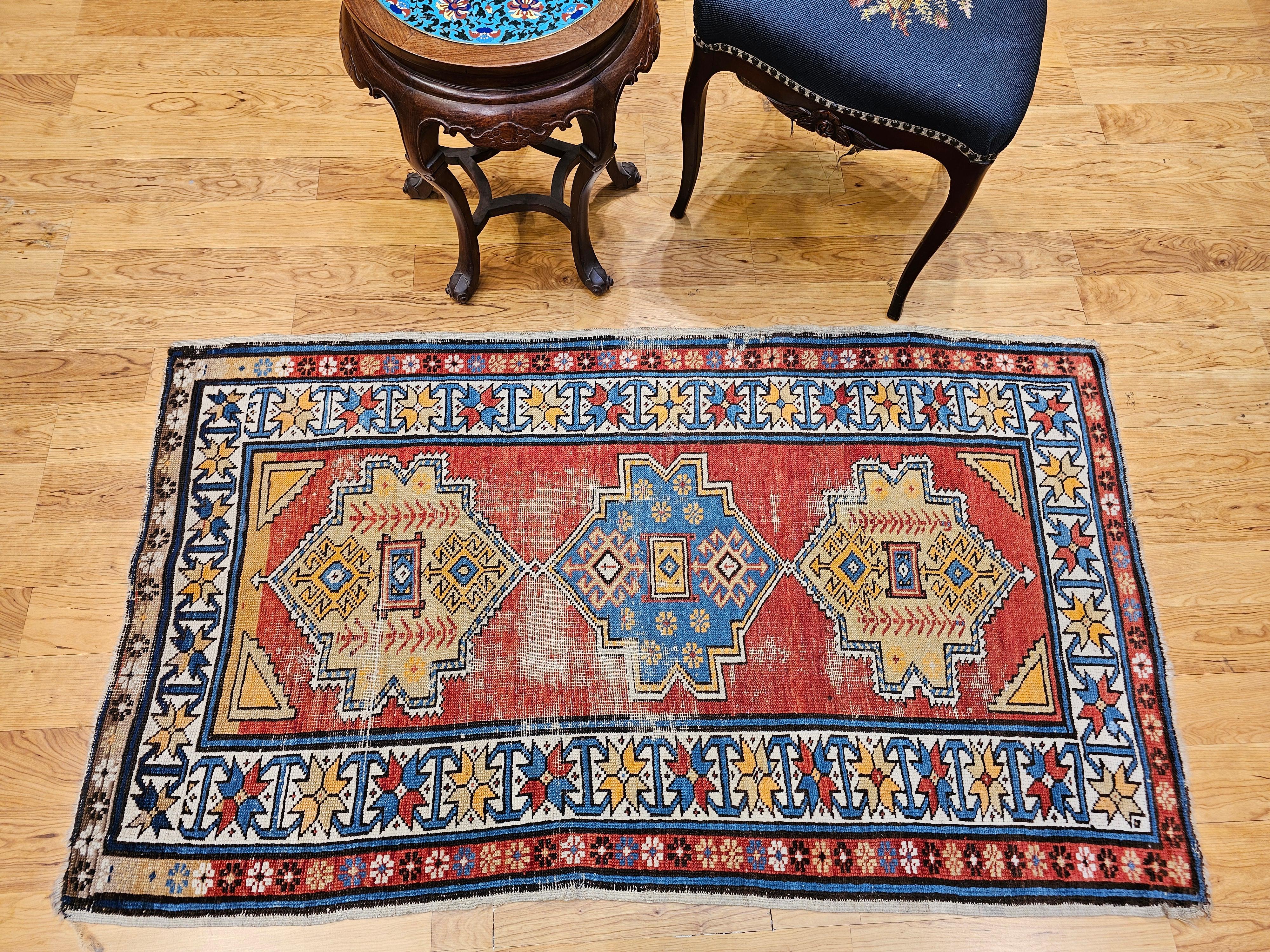 Alfombra caucásica kazaka vintage, principios del siglo XX en venta 8