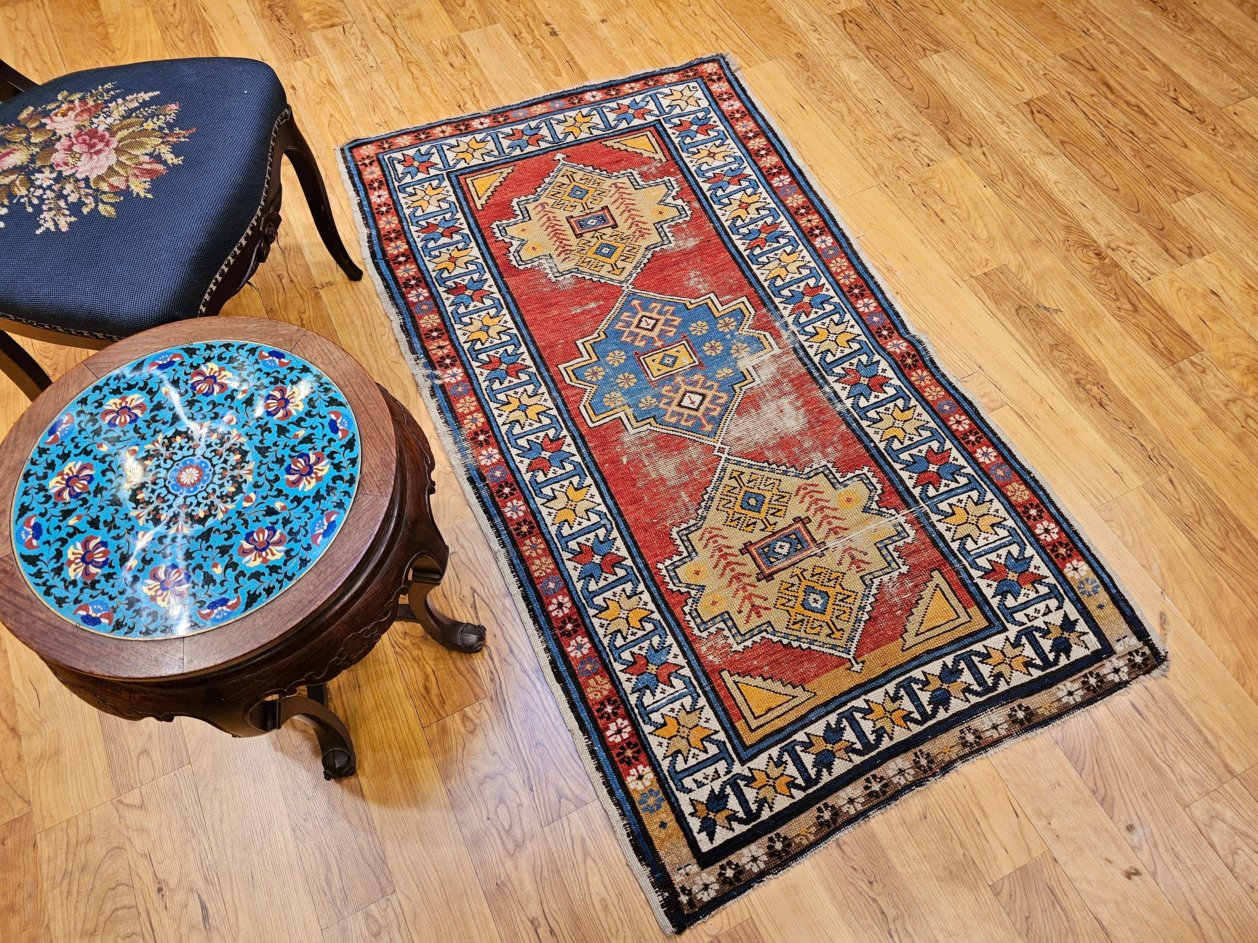 Alfombra caucásica kazaka vintage, principios del siglo XX en venta 9