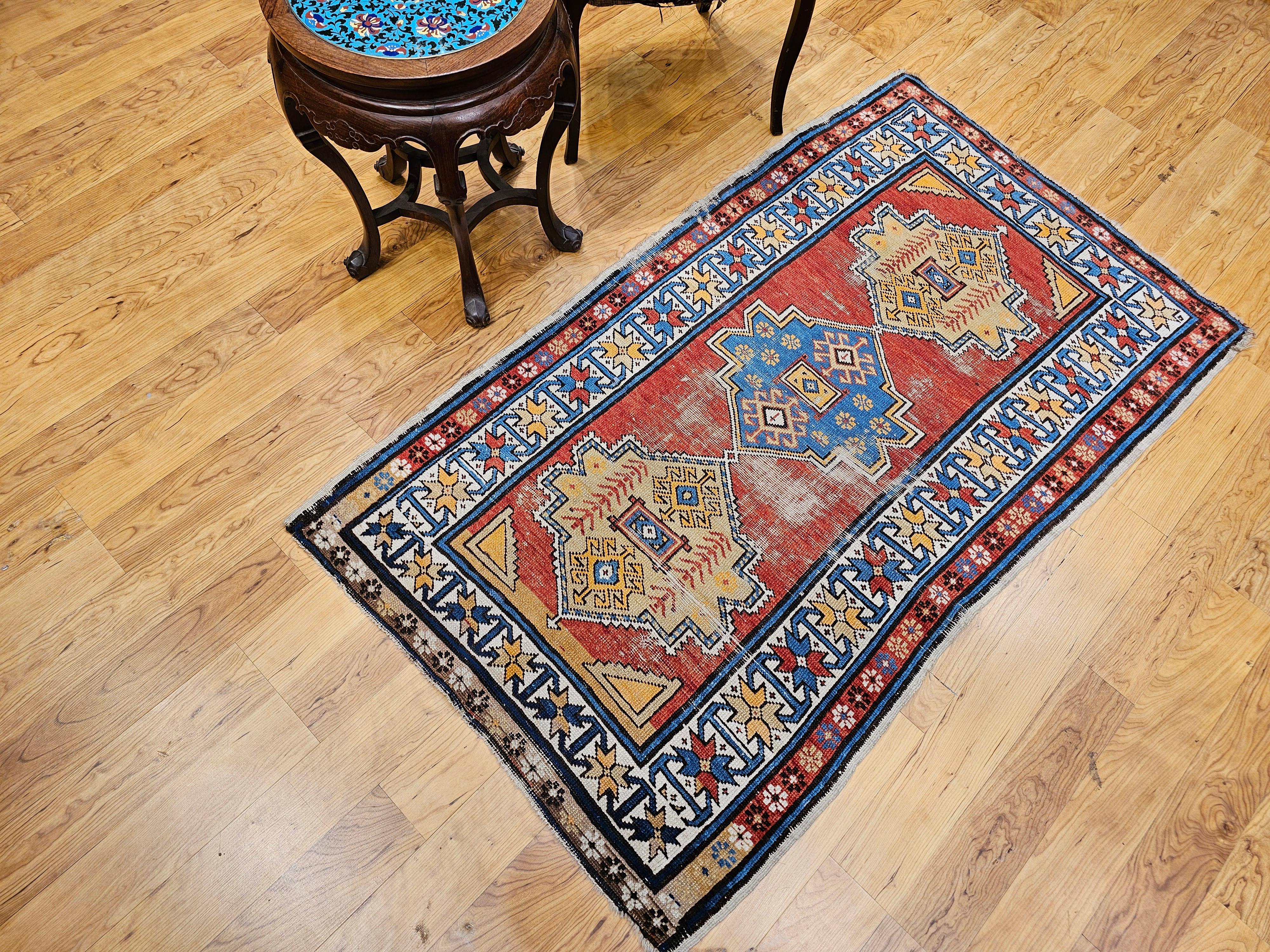 Alfombra caucásica kazaka vintage, principios del siglo XX en venta 11