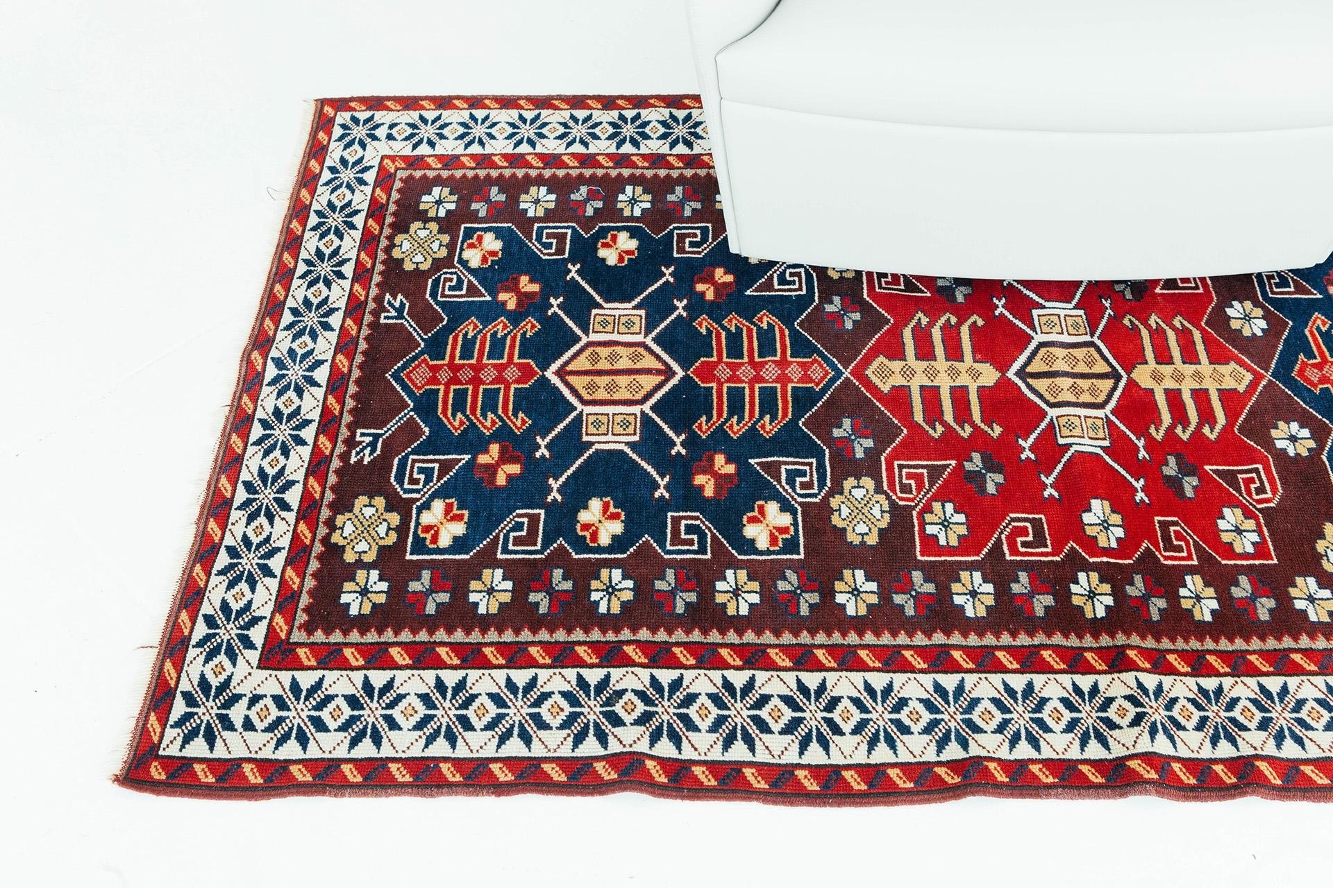 Vintage Caucasian Kazak In Good Condition For Sale In WEST HOLLYWOOD, CA