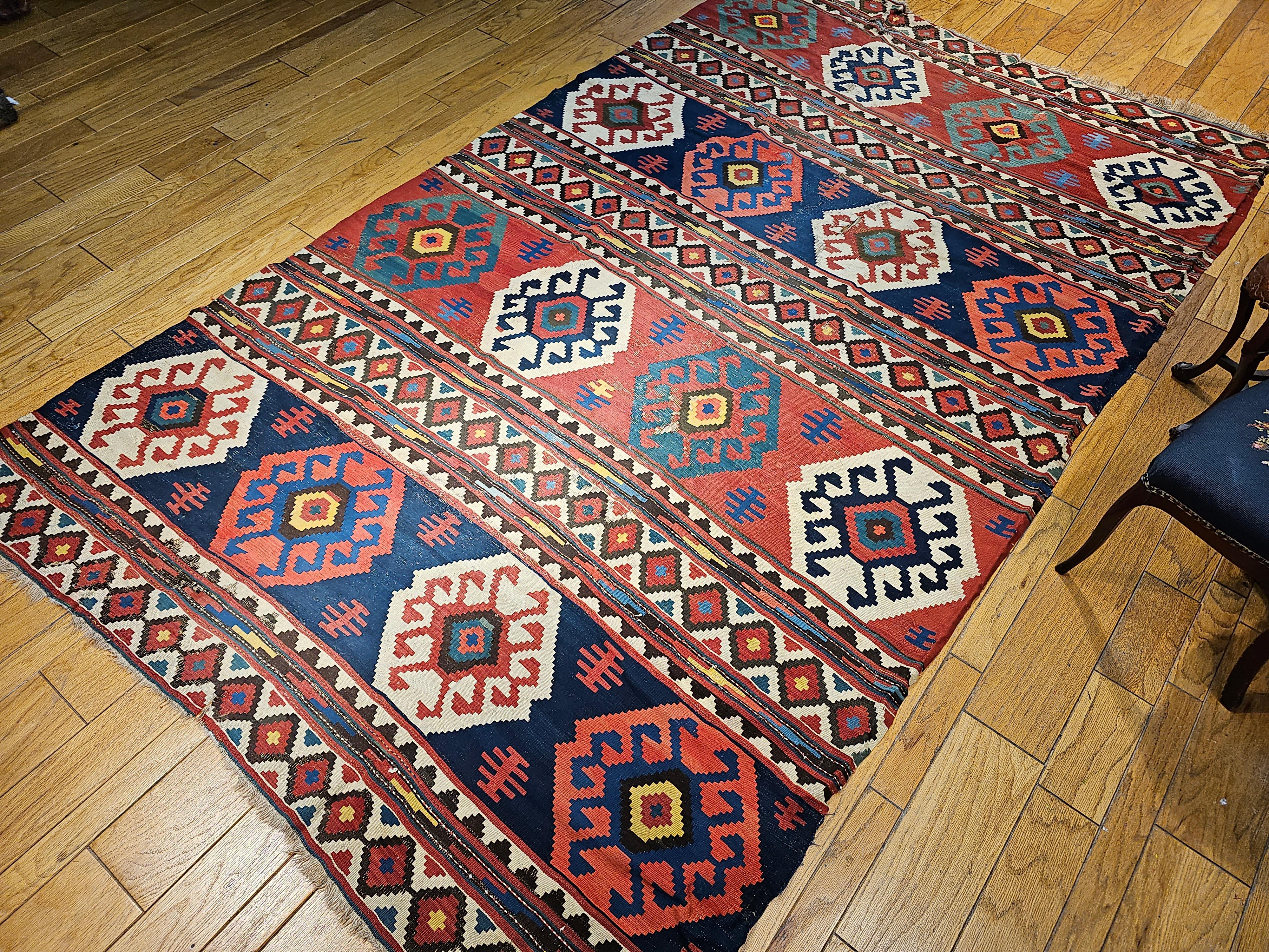 Kilim vintage caucásico kazajo tamaño habitación en venta 9